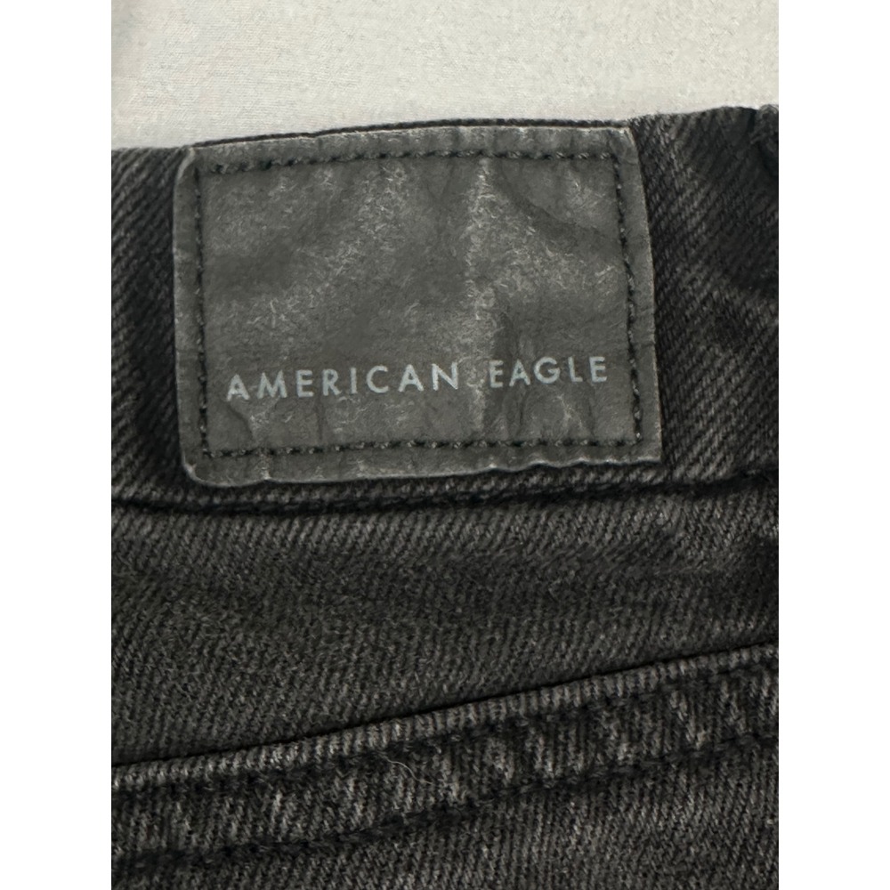 American Eagle Black Distressed Raw Hem Stretch Denim Shorts Womens Size 12 - Picture 3 of 12